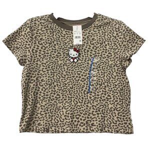 Hello Kitty Sanrio Cheetah Leopard Print Women Crop Top Embroidered Size L NWT